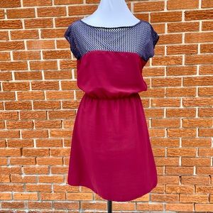 Johann Earl Silky Maroon A-line Dress w Lace